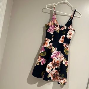 Navy blue floral dress